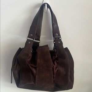 Anne Klein Brown Shoulder Bag with Textured Fabric